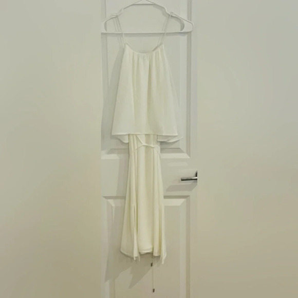 ATM Crepe Georgette Halter Dress in Chalk - Picture 3 of 7